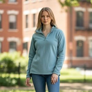 COLUMBIA Women's XL Blue Quarter-Zip Fleece Top hiking outdoors
